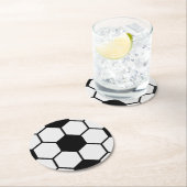 サッカーボール白黒カスタム ラウンドペーパーコースター (インサイチュ)