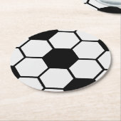サッカーボール白黒カスタム ラウンドペーパーコースター (アングル)