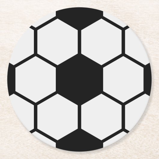 サッカーボール白黒カスタム ラウンドペーパーコースター (正面)