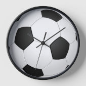 サッカーボール白黒クラシック 壁時計 (正面)