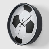 サッカーボール白黒クラシック 壁時計 (傾斜)