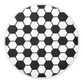 サッカーボール白黒スポーツパターン セラミックノブ (正面)