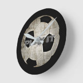 サッカーボール白黒ボーイズベッドルームデコール ラウンド壁時計 (傾斜)