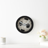 サッカーボール白黒ボーイズベッドルームデコール ラウンド壁時計 (ホーム)