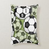 サッカーボール白黒少年の子供名番号 アクセントクッション (正面(垂直))