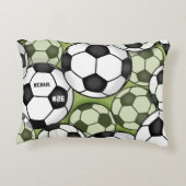 サッカーボール白黒少年の子供名番号 アクセントクッション (裏面)