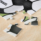 サッカーボール白黒少年の子供名番号 ジグソーパズル (側面)