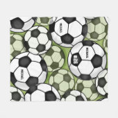 サッカーボール白黒少年の子供名番号 フリースブランケット (正面(横))