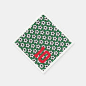 サッカーボール白黒緑NUMBERスポーツキッズ スタンダードカクテルナプキン (角)