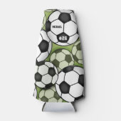サッカーボール白黒選手の名前ジャージー番号 ボトルクーラー (正面)