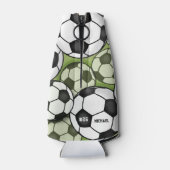 サッカーボール白黒選手の名前ジャージー番号 ボトルクーラー (裏面)