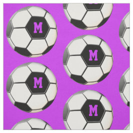 サッカーボール紫のモノグラムパターン ファブリック