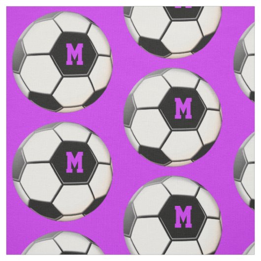 サッカーボール紫のモノグラムパターン ファブリック (見本)