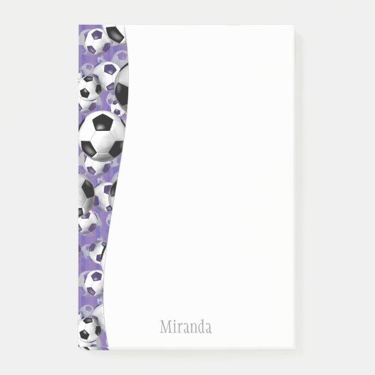 サッカーボール紫の女子サッカー ポストイット (正面)