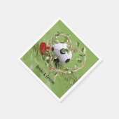 サッカーボール結婚をテーマにした スタンダードカクテルナプキン (角)