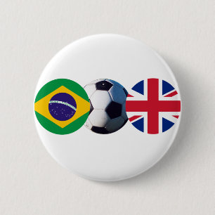 サッカーボール英国とブラジル国旗ジギブニー美術館 缶バッジ