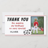 サッカーボール誕生日ありがとうフォトカード サンキューカード (正面)
