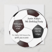 サッカーボール誕生日パーティーの招待 招待状 (正面)
