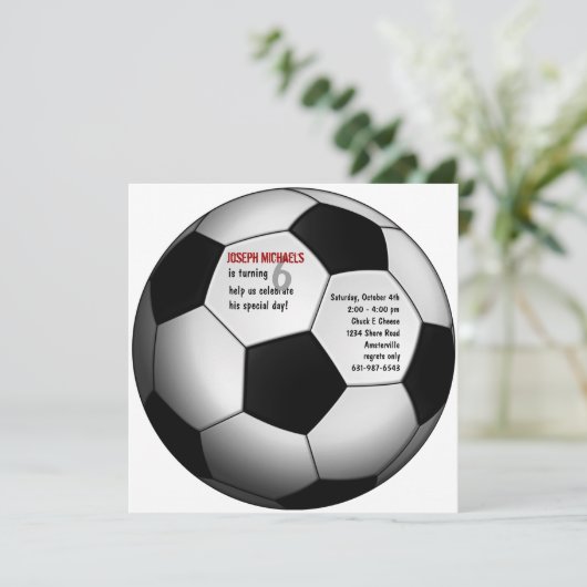 サッカーボール誕生日パーティーへの招待 招待状 (スタンド正面)