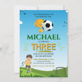 サッカーボール誕生日パーティーへの招待 招待状 (正面)