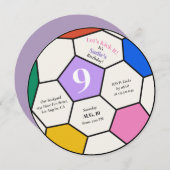 サッカーボール誕生日パーティーへの招待 案内状 (正面/裏面)