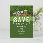 サッカーボール誕生日パーティーを保存 招待状 (スタンド正面)