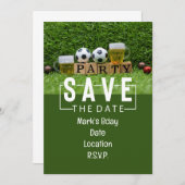 サッカーボール誕生日パーティーを保存 招待状 (正面/裏面)