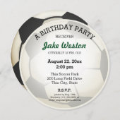サッカーボール誕生日パーティー 招待状 (正面/裏面)