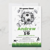 サッカーボール誕生日パーティー 招待状 (正面)