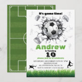 サッカーボール誕生日パーティー 招待状 (正面/裏面)