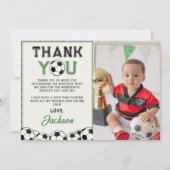 サッカーボール誕生日写真サンキューカード サンキューカード (正面)