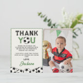 サッカーボール誕生日写真サンキューカード サンキューカード (スタンド正面)