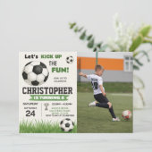 サッカーボール誕生日招待状（写真付） 招待状 (スタンド正面)