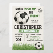 サッカーボール誕生日招待状 招待状 (正面/裏面)