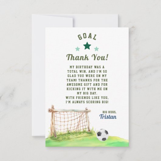 サッカーボール誕生日 サンキューカード (正面)