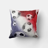 サッカーボール赤白青ガールシルエット クッション (裏面)
