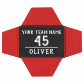 サッカーボール赤黒（チーム名番号あり） サッカーボール (フラット)