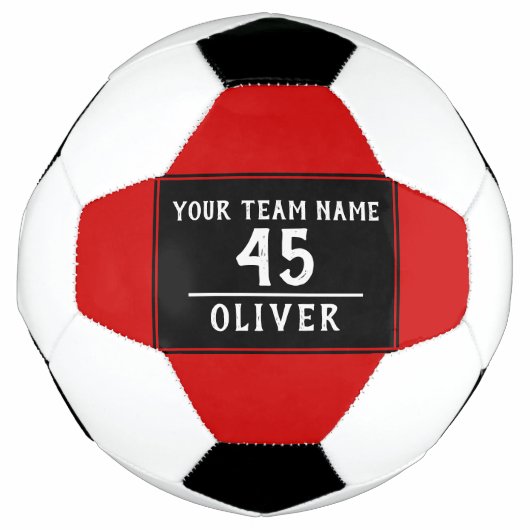 サッカーボール赤黒（チーム名番号あり） サッカーボール (正面)