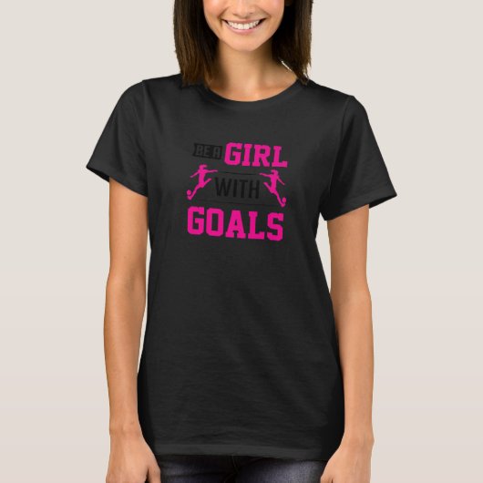 サッカーボール蹴り女の子ゴールクールTe Tシャツ (正面)