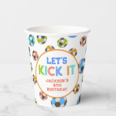 サッカーボール蹴ろうボーイズ誕生日 紙コップ (正面)
