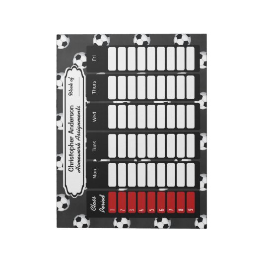 サッカーボール週間の宿題の割り当てメモ帳 ノートパッド (回転)