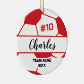 サッカーボール選手 | 名前をカスタムする番号とチーム セラミックオーナメント (右)