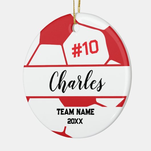 サッカーボール選手 | 名前をカスタムする番号とチーム セラミックオーナメント (左)