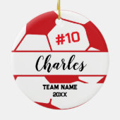 サッカーボール選手 | 名前をカスタムする番号とチーム セラミックオーナメント (裏面)