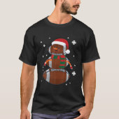 サッカーボール雪だるまとクリスマス衣装踊りS Tシャツ (正面)