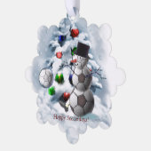 サッカーボール雪だるまクリスマス オーナメントカード (左)