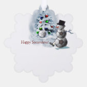 サッカーボール雪だるまクリスマス オーナメントカード (裏面)