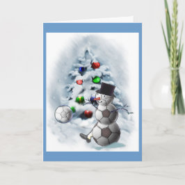 サッカーボール雪だるまクリスマス シーズンカード