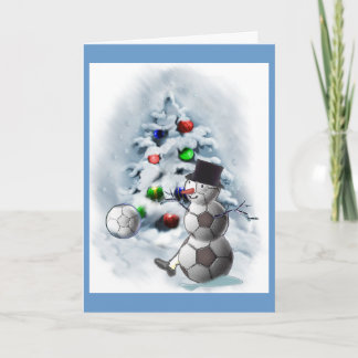 サッカーボール雪だるまクリスマス シーズンカード