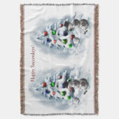 サッカーボール雪だるまクリスマス スローブランケット (正面縦)